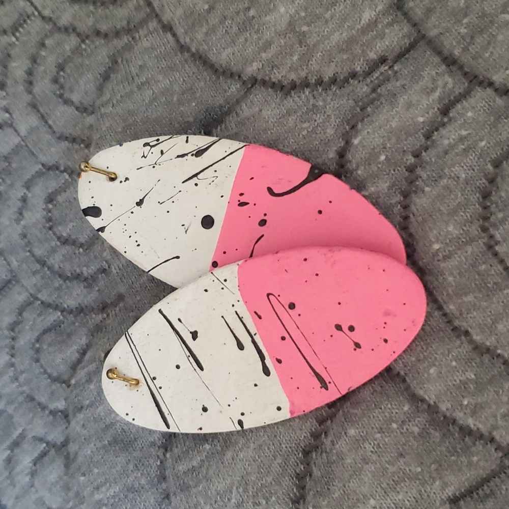 Hand-made splatter earrings - Picture 4 of 4